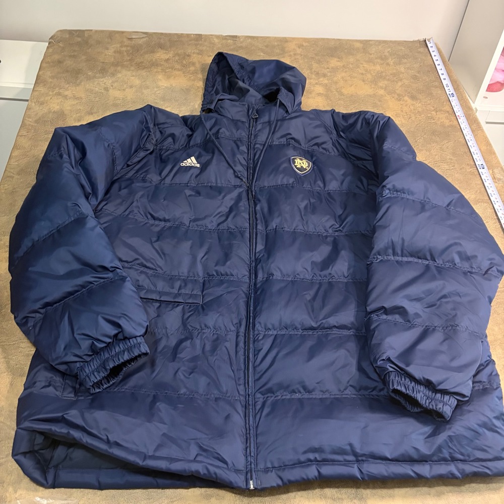 Adidas Puffer Jacket Mens 3XL Navy Notre Dame Fighting Irish Down Fill VTG y2k